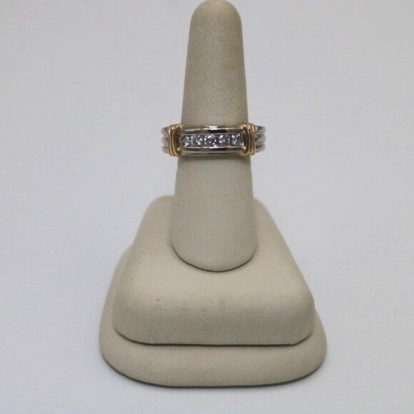Wide Diamond Band Ring 14k Two-Tone Gold